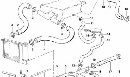 Manguera de agua para BMW Serie 3 E36 (OEM 11531739551). Original BMW.