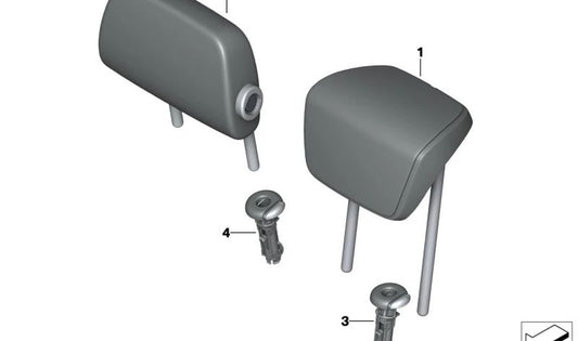 Guía soporte central reposacabezas OEM 52209108314 para BMW F40, F44. Pieza original BMW.