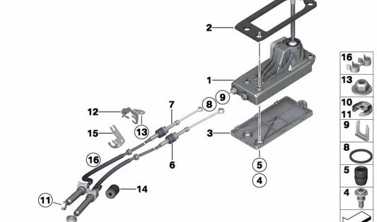 Cable de mando de árbol selector OEM 25117604434 para MINI Countryman R60 y Paceman R61. Original MINI.