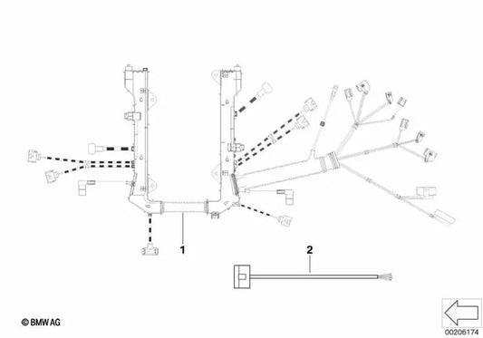 Engine module wiring harness for BMW E60, E61, E63, E64 (OEM 12517572913). Original BMW