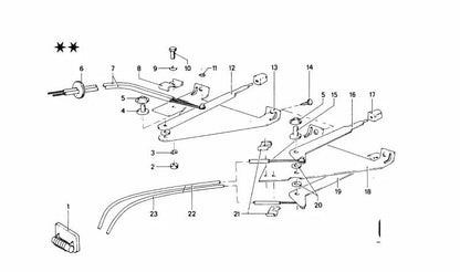 Cable Bowden calefacción OEM 64111352124 para BMW E30, E34, E36, E28, E32, E24, Z1. Control de ventilación y calefacción. Original BMW.