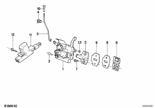 Blocco a cricchetto anteriore sinistro per BMW E32 (OEM 51218111235). BMW originale.