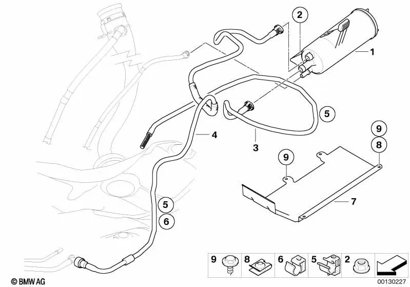 Breather pipe for BMW 6 Series E63, E64, E63N, E64N (OEM 16136762594). Original BMW
