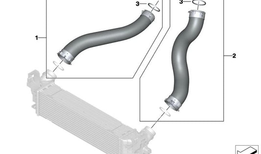 Tubo de aire del turbo (intercooler) OEM 11618513849 para BMW F20, F21, F22, F23, F30, F31, F32, F36. Original BMW.