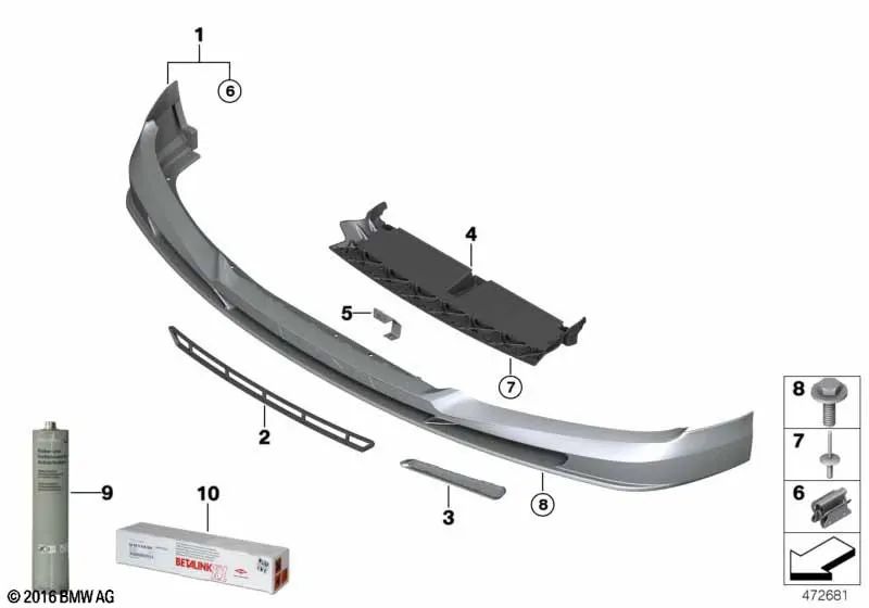 Insert de spoiler avant pour la série BMW 7 G12 (OEM 51117992039). BMW d'origine