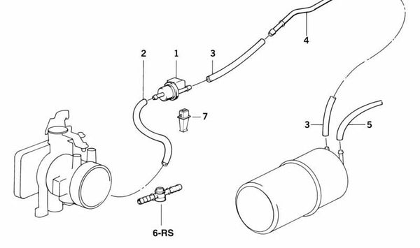 Tubo de ventilación OEM 11731717849 para BMW E30 y E34. Pieza original BMW.