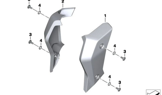 Guarnição do radiador esquerdo OEM 46638534267 para motocicletas BMW R1200R, R1250R. Originais BMW Motorrad.