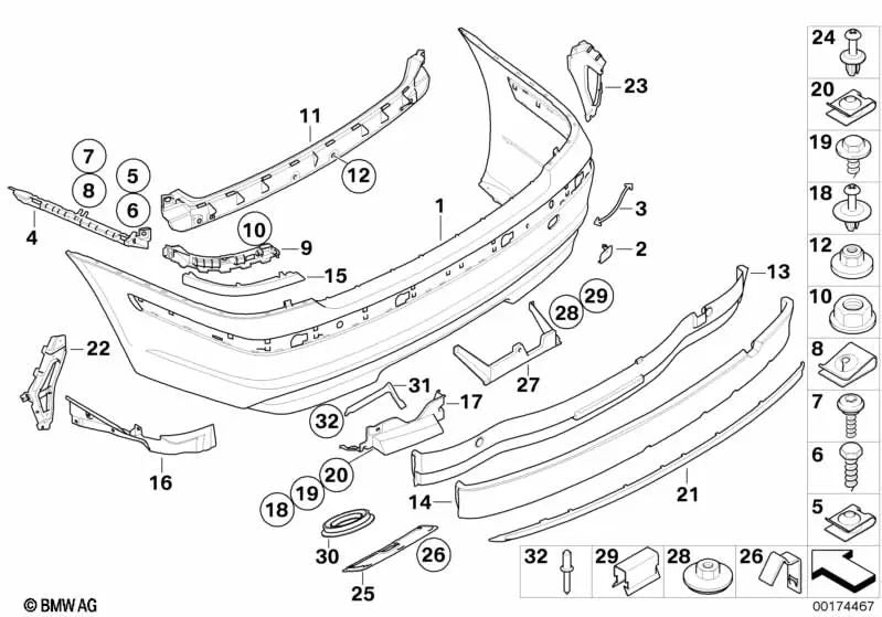 Soporte lateral trasero derecho para BMW Serie 7 E65, E66 (OEM 51127135608). Original BMW