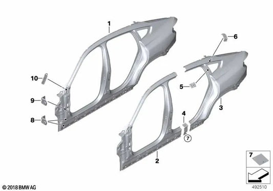 Estrutura lateral externa direita para BMW X6 F96, G06 (OEM 41007954998). BMW original