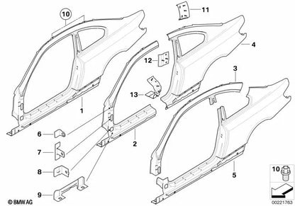 Right outer side frame for BMW 3 Series E92, E92N (OEM 41007168964). Original BMW.