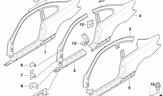 Pilar A exterior izquierdo OEM 41007168965 para BMW E92, E93. Original BMW.