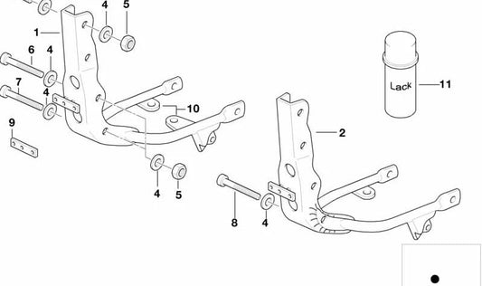 Soporte de motor reforzado OEM 46512345640 para BMW Motorrad R 1200 GS (K50), R 1200 GS Adventure (K51), R 1200 RT (K52), R 1200 R (K53), R 1200 RS (K54). Original BMW Motorrad.