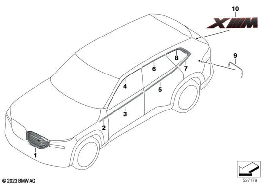 Ziergitter frontal derecha para BMW G09 (OEM 51135A834D2). Original BMW.