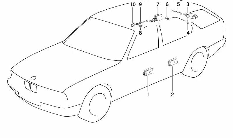 Casquillo OEM 51258116266 para BMW E12, E28, E34, E24, E23, E32. Pieza original BMW utilizada en la zona de la cerradura del maletero o de la tapa del depósito. Original BMW.