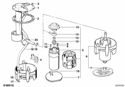 Dispositif d'aspiration de pompe pour la série BMW 5 E34 (OEM 16147161387). BMW d'origine