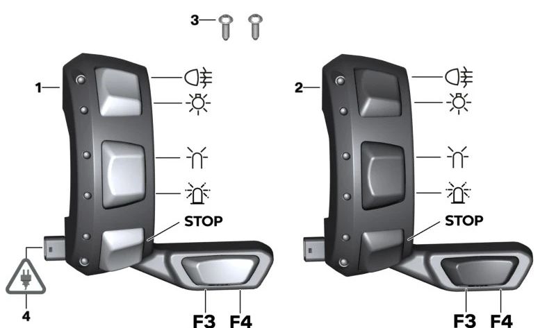 Interruptor adicional direito OEM 61318394472 para BMW Motorrad F 750 GS, F 850 ​​​​GS, F 800 GS, F 900 GS. Originais BMW Motorrad.
