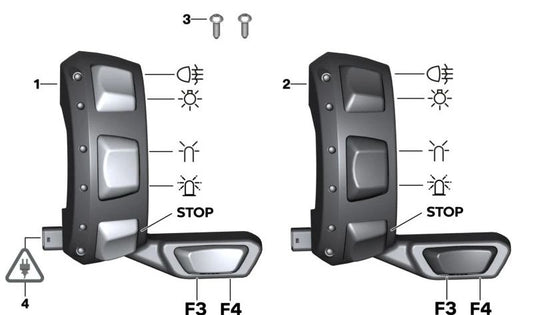 Interruptor adicional direito OEM 61318394472 para BMW Motorrad F 750 GS, F 850 ​​​​GS, F 800 GS, F 900 GS. Originais BMW Motorrad.