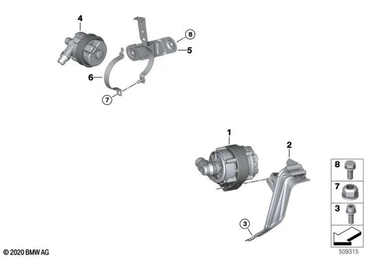 Pompe de réfrigérant supplémentaire pour BMW G20, G20N Series 3, G22, G26 Series 4, G01, G01N, G08 X3, G02 X4 (OEM 11518663248). BMW d'origine
