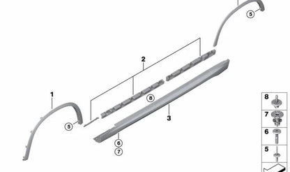 Remache ciego OEM 51713419594 para BMW X1 E84 y X3 E83/E83N. Pieza original BMW utilizada en kits aerodinámicos M para faldones y pasos de rueda.