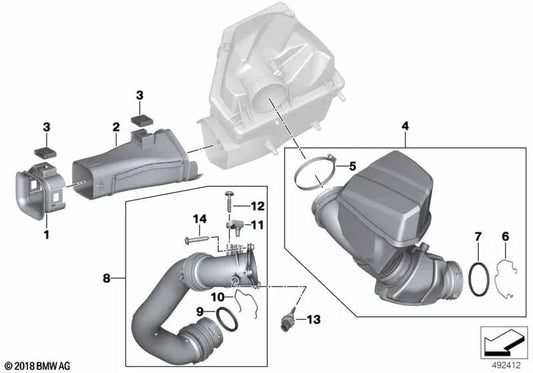 Clean air pipe with resonator for BMW Z4 G29 (OEM 13718656982). Original BMW