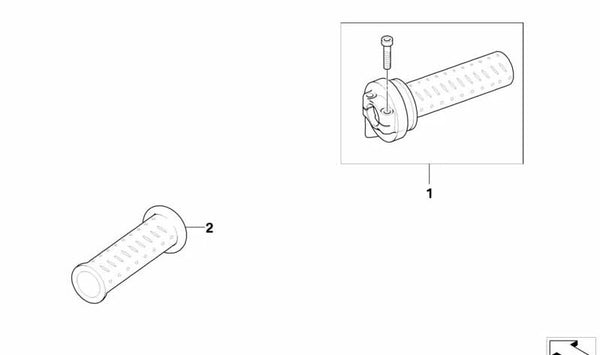 Puño acelerador derecho OEM 61317714488 para motos BMW G 650 GS (2010-2015) y G 650 GS Sertão (2010-2014). Original BMW Motorrad.