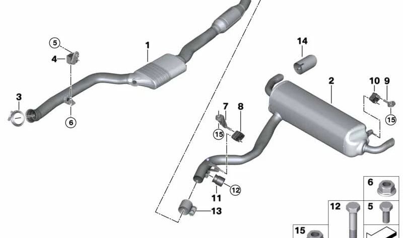 Silencioso trasero OEM 18307933828 para BMW G20, G21, G22, G23, G26. Original BMW.