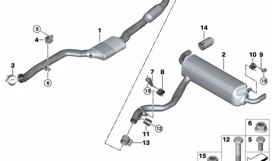 Silencioso trasero OEM 18307933828 para BMW G20, G21, G22, G23, G26. Original BMW.