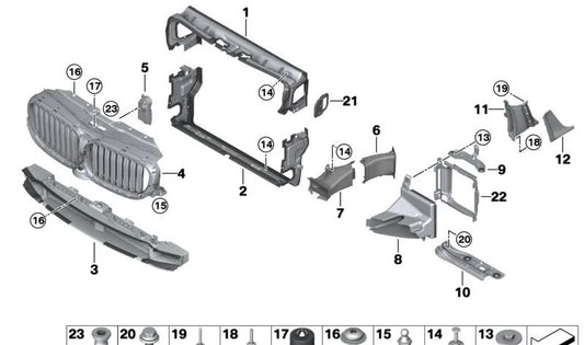 Aletas de ar superiores para BMW Série 5 G30, G31 (OEM 51137497284). BMW original