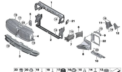 Compuerta inferior del sistema de aire OEM 51748091762 para BMW G11 y G12. Pieza original BMW.