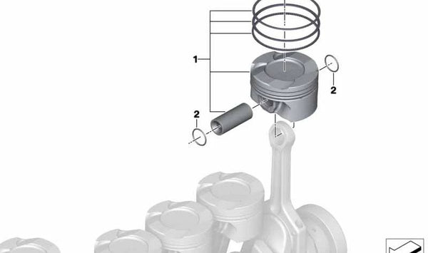 Juego de pistón OEM 11258089405 para BMW M2 F87, M3 F80, M4 F82/F83… y más. Original BMW.