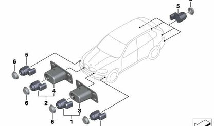 Supporto interno destro per il sensore di parcheggio (PDC) OEM 51118038272 per BMW X5 E70, E70N. BMW originale.