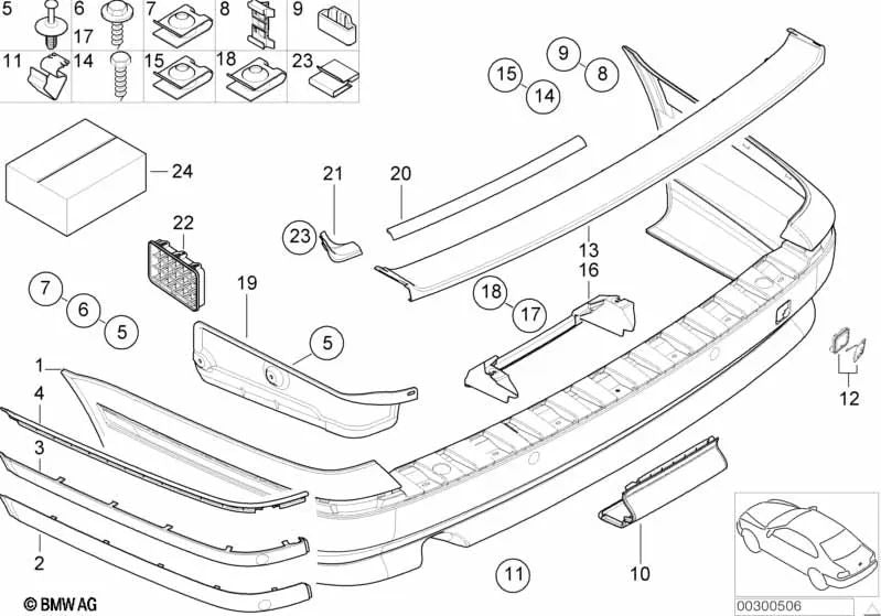 Links hintere Formteile für BMW E39 (OEM 51128221017). Original BMW