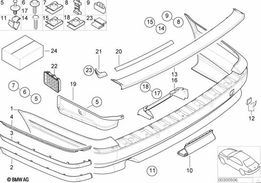 Links hintere Formteile für BMW E39 (OEM 51128221017). Original BMW