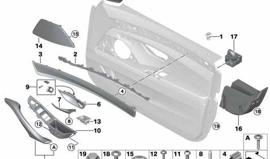 Cadre d'embellient pour le cortor de Currum OEM avant droit 51417359314 pour la série BMW 5 (F10, F11, F18). BMW d'origine