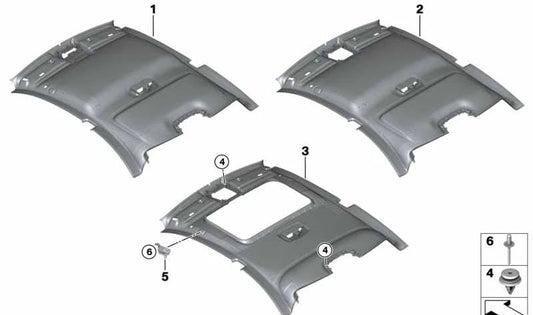 Techo interior (tapizado de techo) color antracita OEM 51448063109 para BMW F22 y F87. Original BMW.