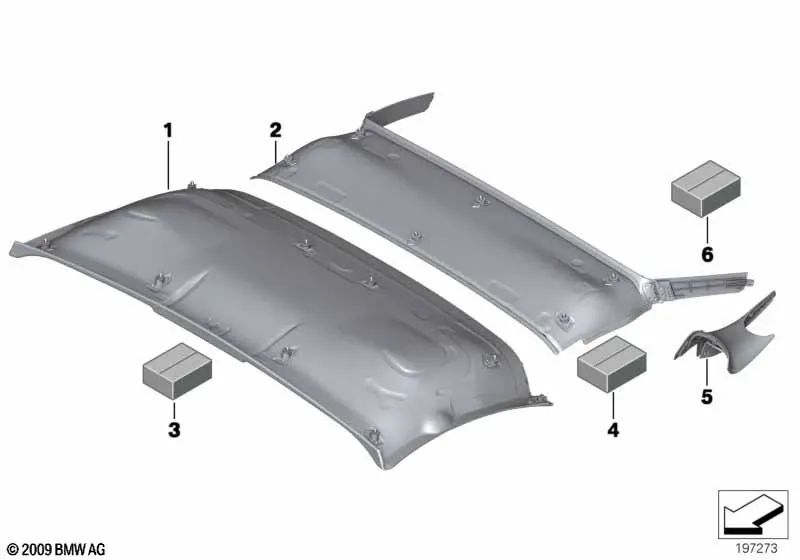 Revestimento de teto traseiro para BMW Z4 E89 (OEM 54377192492). BMW originais.