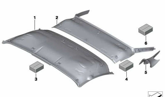 Revestimiento interior techo trasero OEM 54377229323 para BMW Z4 E89. Pieza original BMW.