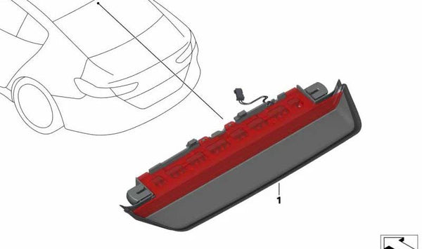 Luz de freno trasera LED tercera tercera (tercera luz de freno) OEM 63257450761 para BMW F93 y G16. Recambio original BMW.