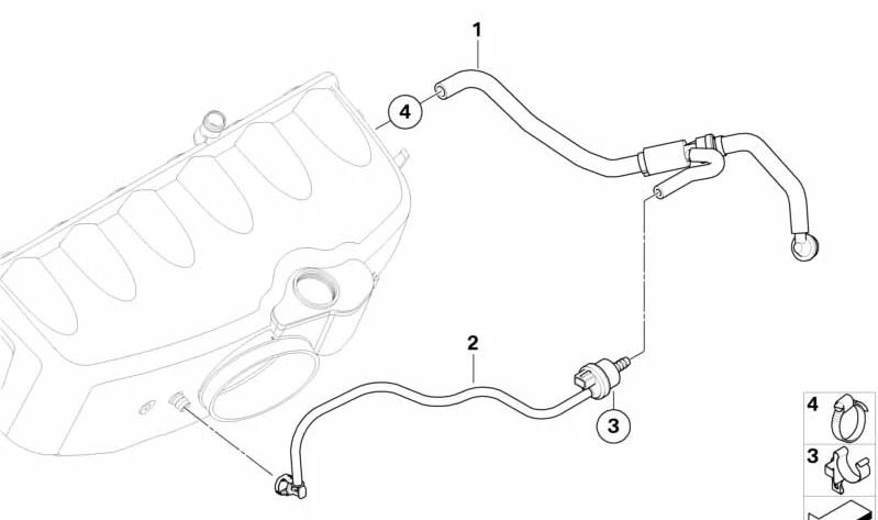 Soporte válvula de cierre OEM 11617831609 para BMW Z3 E36 M 3.2 (CL91, CL92, CN91, CN92). Original BMW.