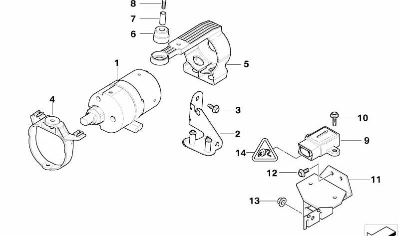 Soporte trasero para bomba de pre-carga OEM 34511165162 para BMW E39, E52. Original BMW.