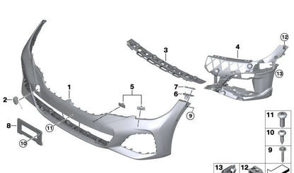 Paragolpes delantero imprimado OEM 51118099894 para BMW Serie 3 G20, G21, G28. Compatible con paquete aerodinámico M. Pieza original BMW.