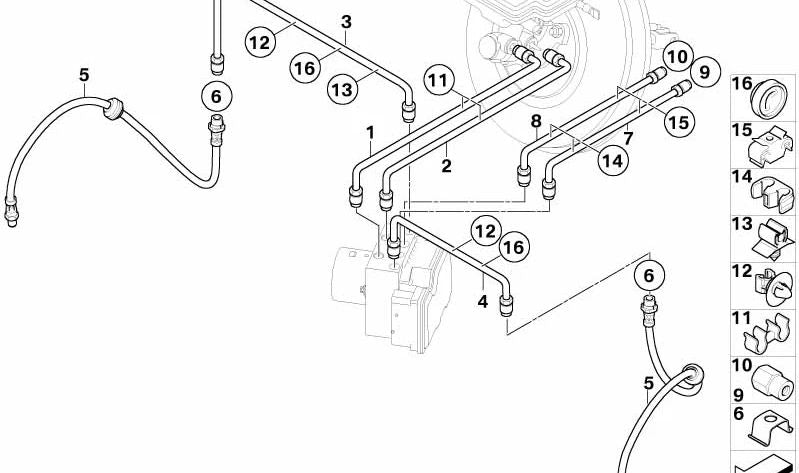 Latiguillo de freno delantero OEM 34326772913 para MINI R56, R56 LCI, Clubman R55, Cabrio R57, Coupé R58, Roadster R59... y más. Original MINI.