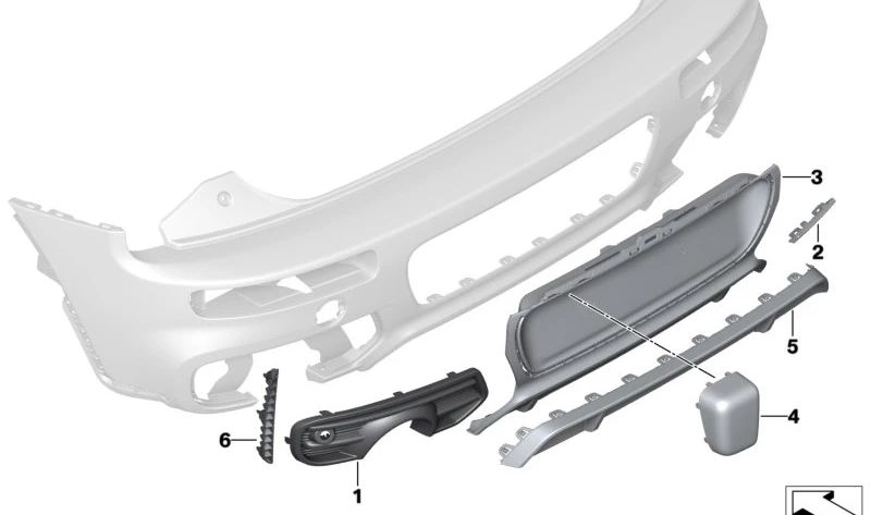 Cubierta frontal OEM 51127391030 para MINI Clubman F54, F54 LCI. Original MINI.