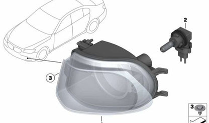 Antiniebla delantero izquierdo OEM 63177182195 para BMW F01, F02, F04. Original BMW.