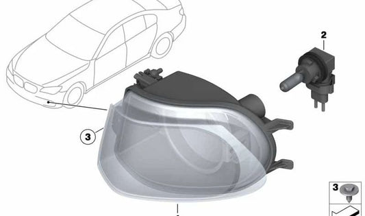 Antiniebla derecho OEM 63177182196 para BMW Serie 7 F01: 730d, 730d xDrive, 730i, 740d (modelos de 2008 a 2015). Compatible con versiones gasolina y diésel. Pieza original BMW.