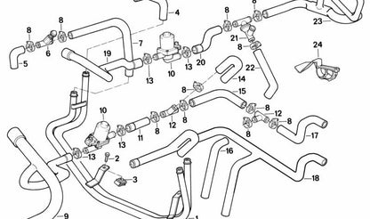 Manguera de entrada del motor-válvula de agua para BMW E34, E23, E32 (OEM 64211391386). Original BMW