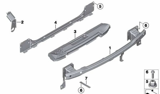 Soporte delantero OEM 51127336491 para MINI R56 LCI, Cabrio R57 LCI, Coupé R58, Roadster R59. Original MINI.