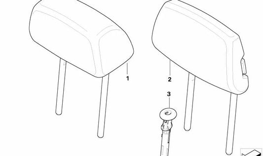 Reposacabezas de cuero OEM 52207246489 para BMW E90, E91. Original BMW.