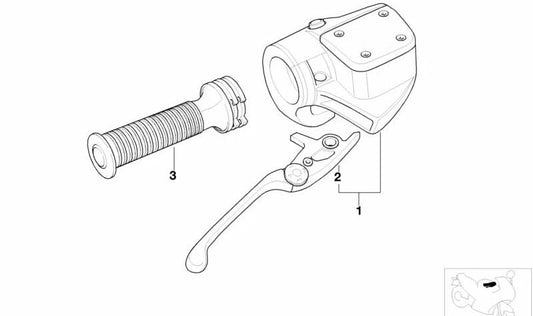Gestione acanale destra OEM 61317710442 per motociclette BMW K 1200 LT, K 1200 Rs. BMW MOTORAD originale.