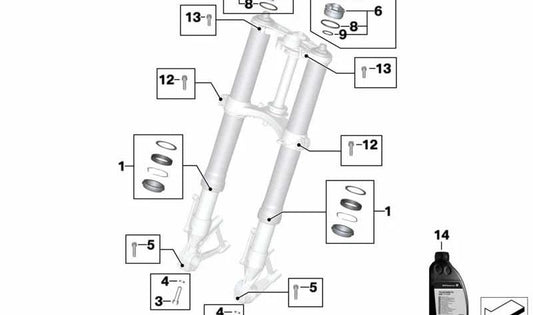 Anillo O para horquilla telescópica OEM 31428532103 para motos BMW R1200 R, R1250 R, S1000 RR, S1000 R... y más. Original BMW Motorrad.